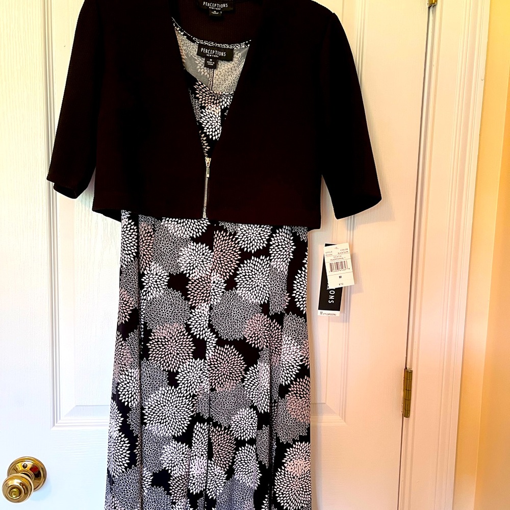 Ladies 2 piece Perception dress with short black jacket